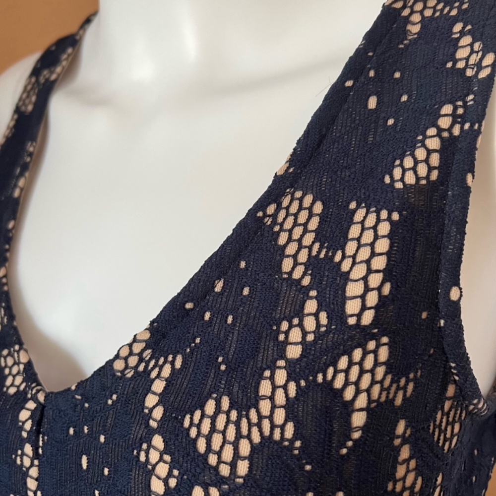 NWOT Navy Lace Floral Dress with Lining - Picture 3 of 9
